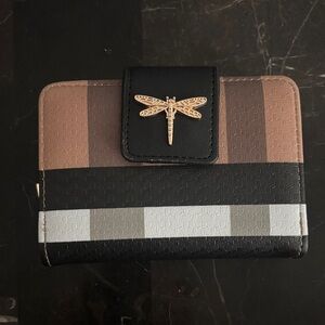Stylish Colorblock Dragonfly Accent Women's Wallet - Black, Brown, Gray